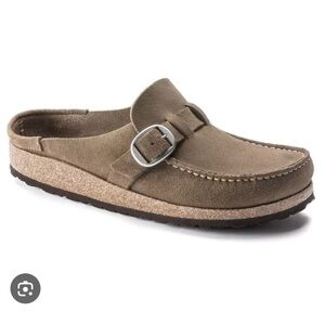 Birkenstock Buckley Suede Clogs- Grey Taupe